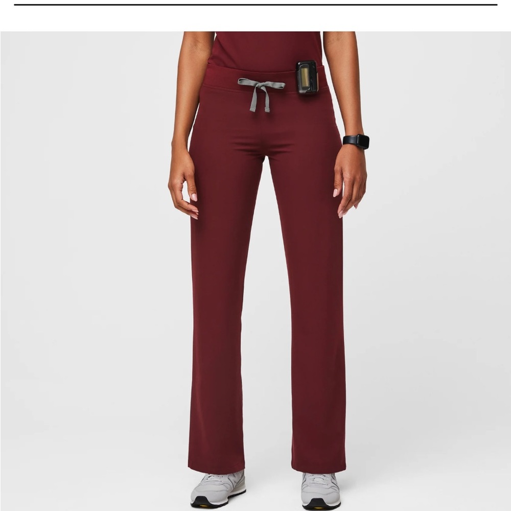 Figs maroon small tall Livingston scrub pants.